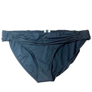 NWT Vintage Jantzen Black Ruched Waistband Bikini Bottom Womens Size 16 | XL NEW